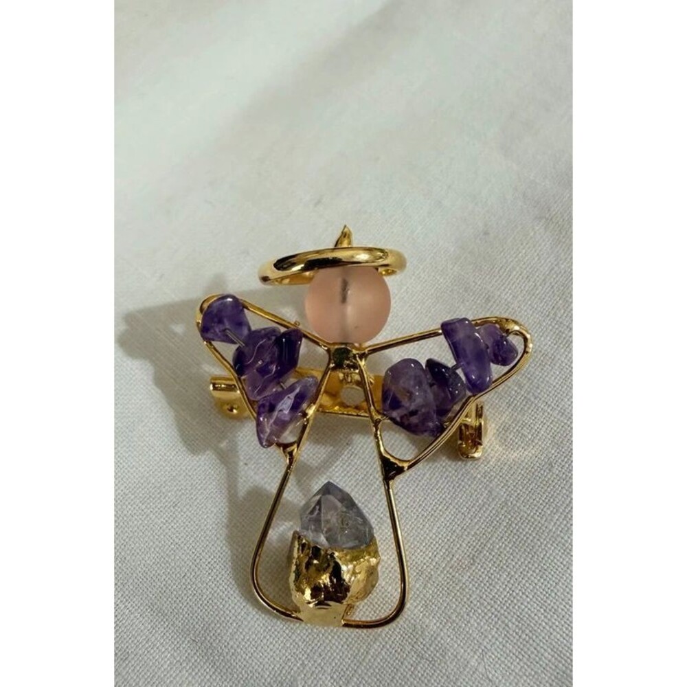 angel-shaped pin or pendant natural amethyst